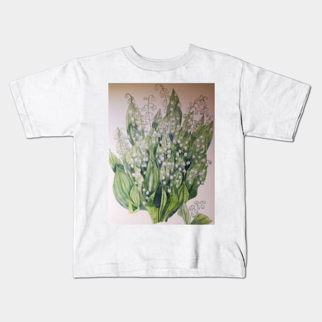 Lily of the valley watercolour painting Kids T-Shirt by esvb